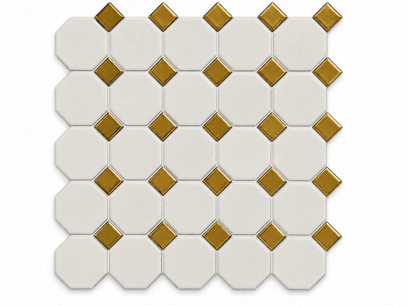 White & Gold Glossy Matte Octagonal Tile (MCS660805) · photo 2026