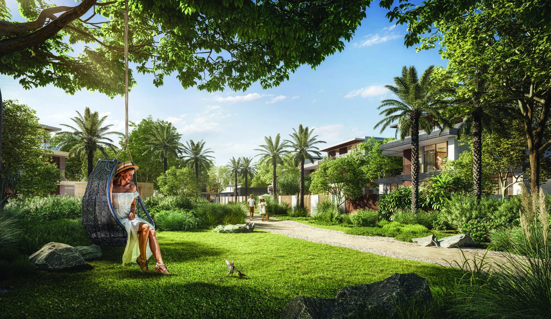 Green walking landscape within Tilal Al Ghaf