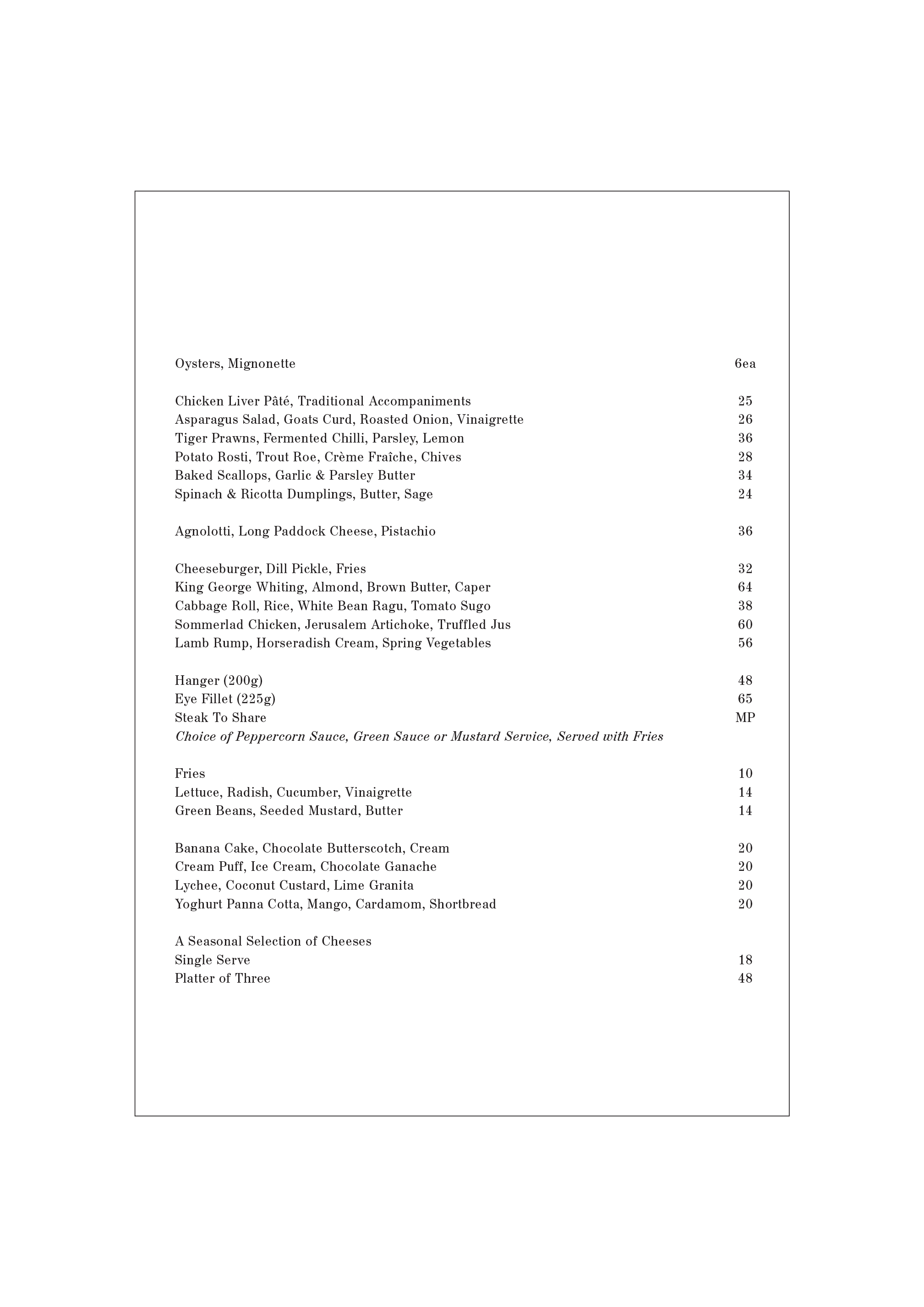 menu