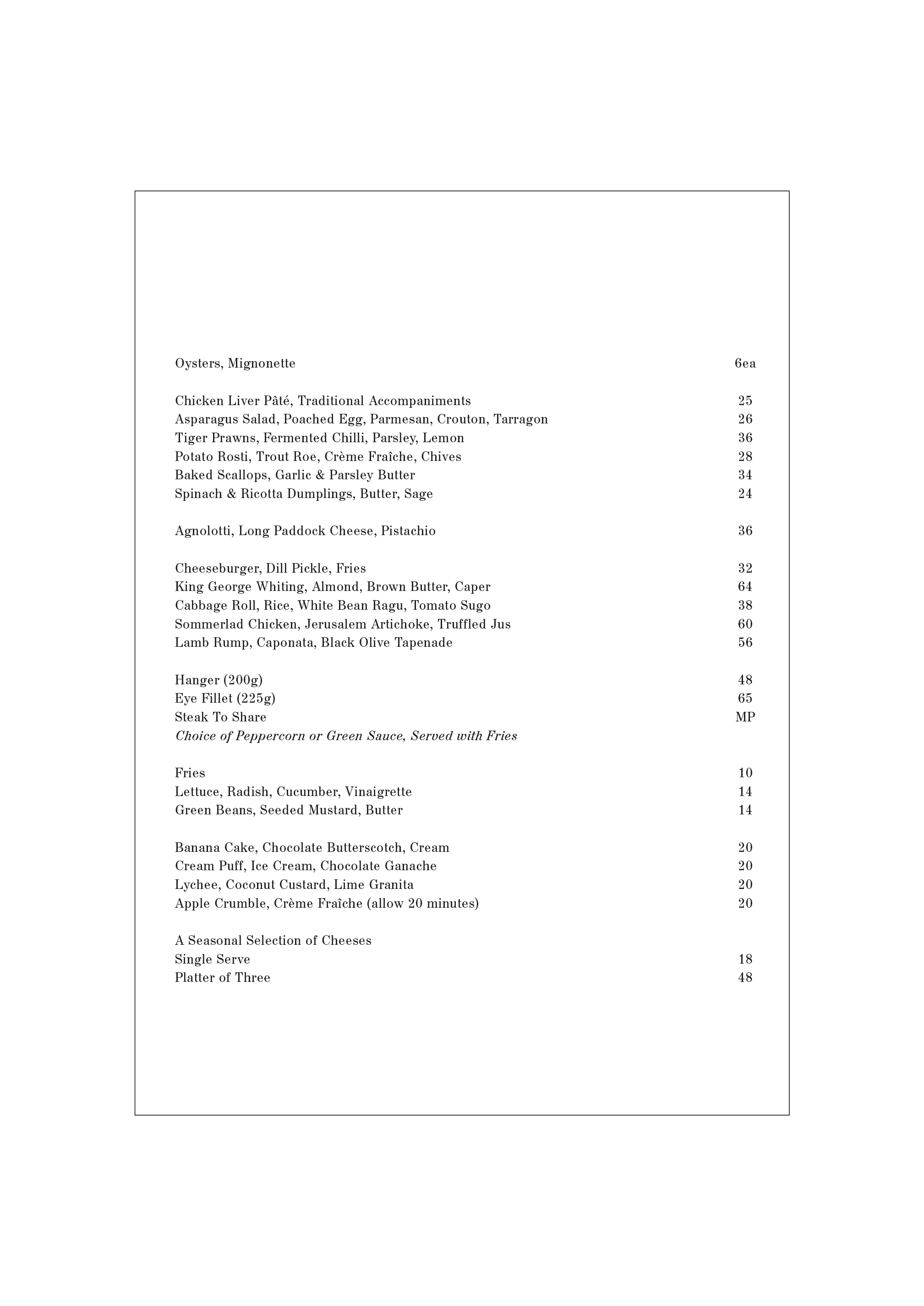 menu