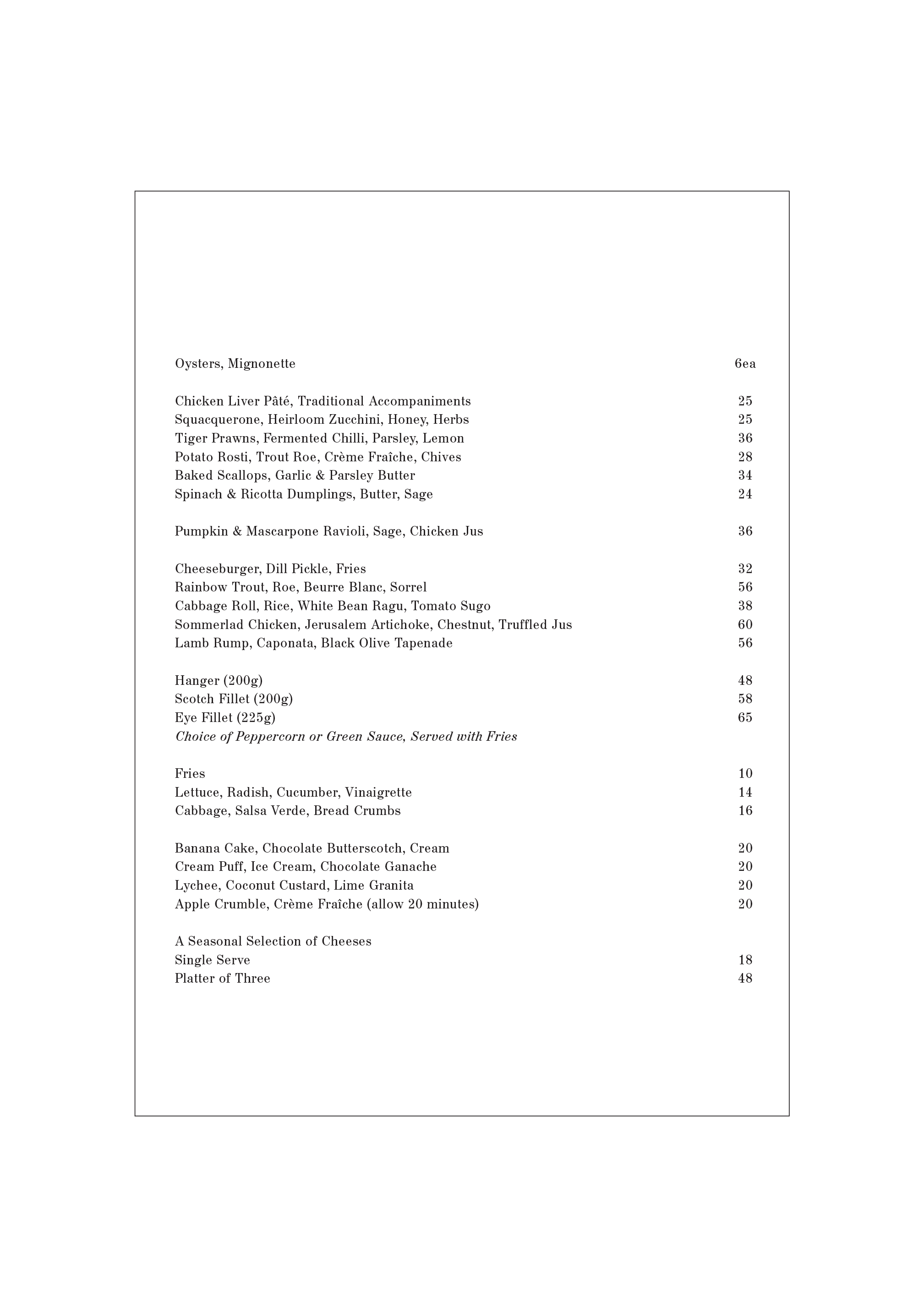 menu