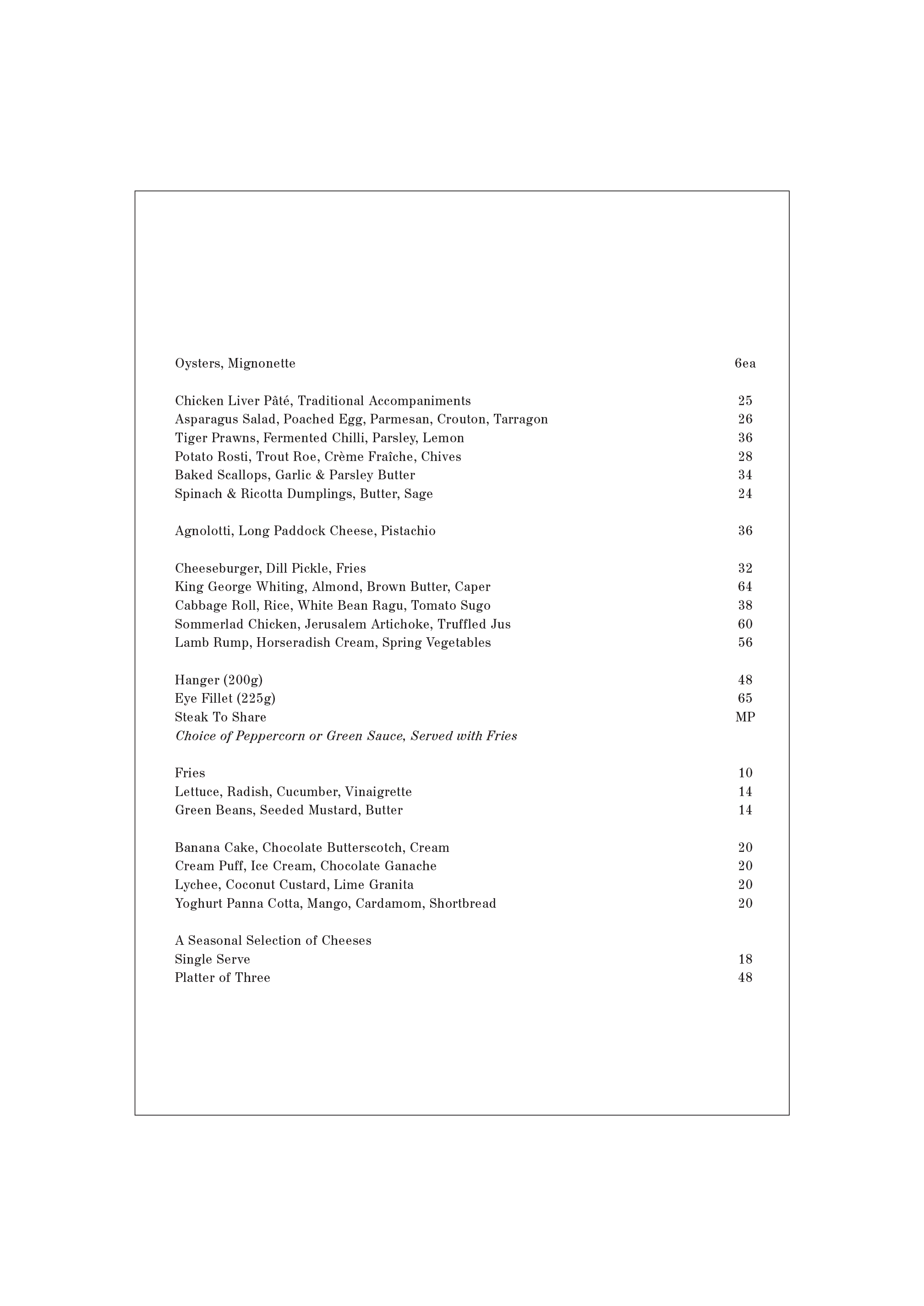 menu