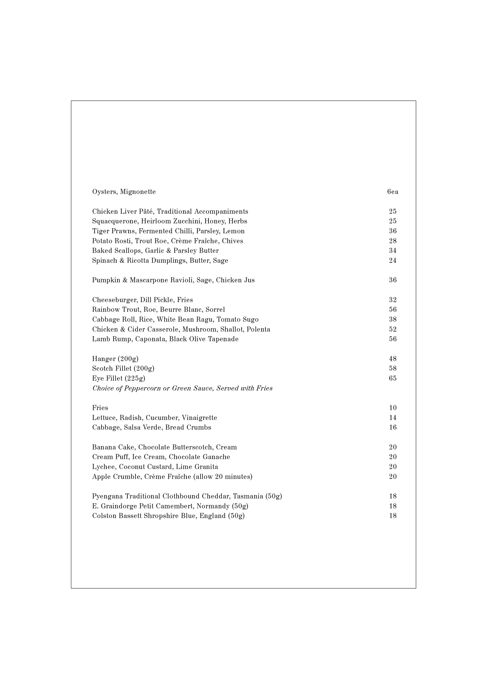 menu