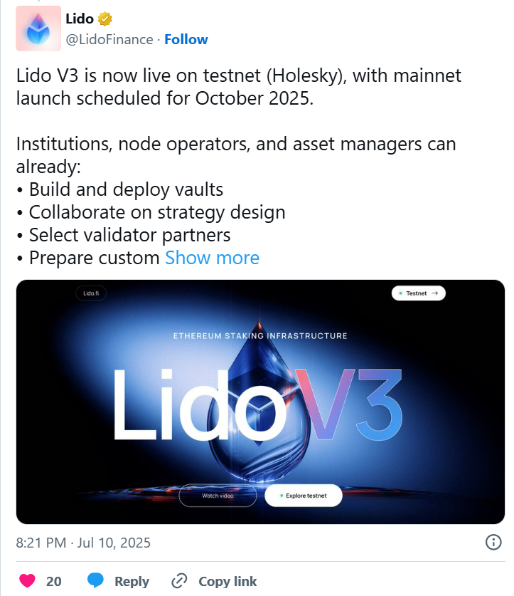 Lido V3: Customizable, Transparent, and More Decentralized ETH Staking - What You Need to Know