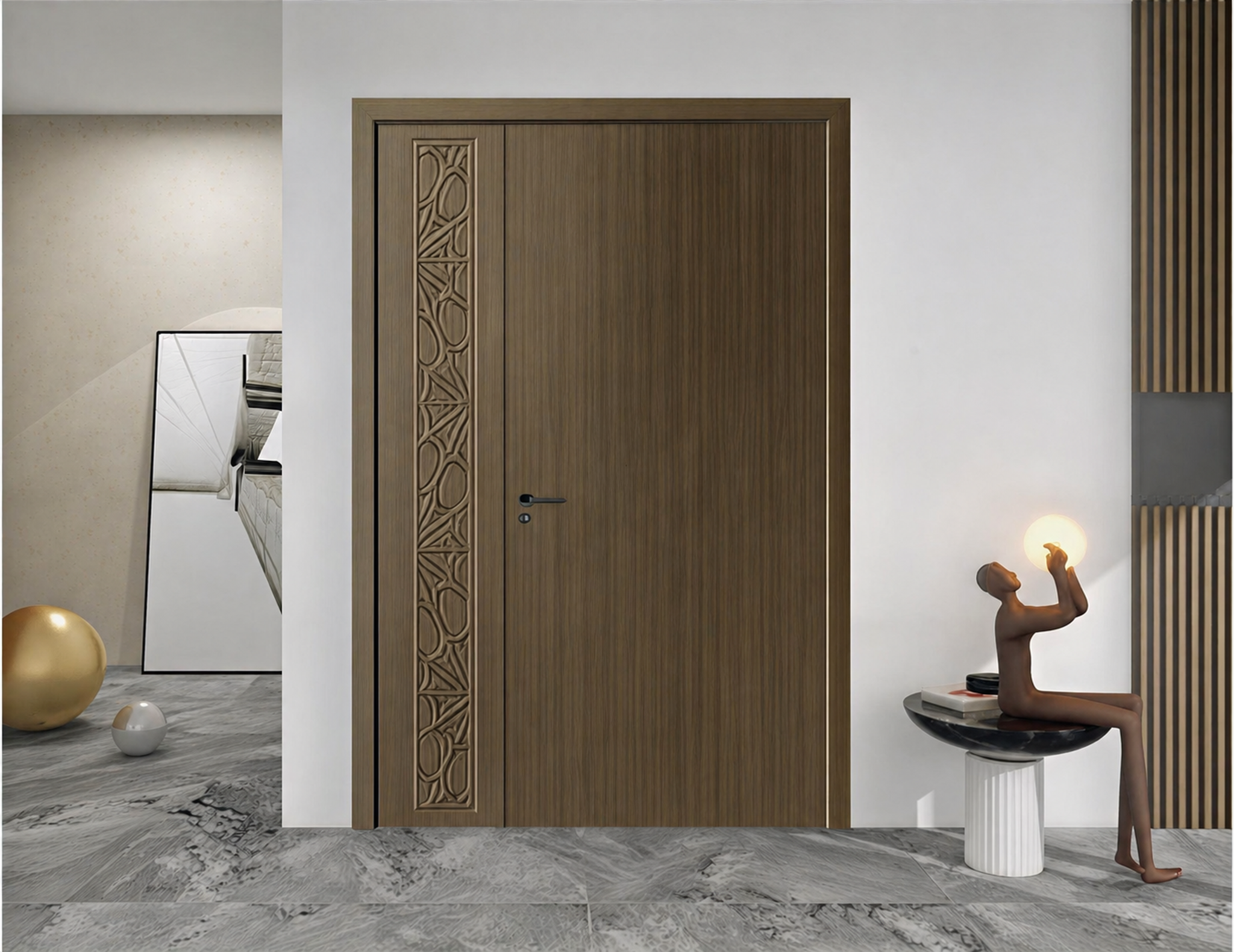 Premium WPC internal door installed in a stylish modern interior