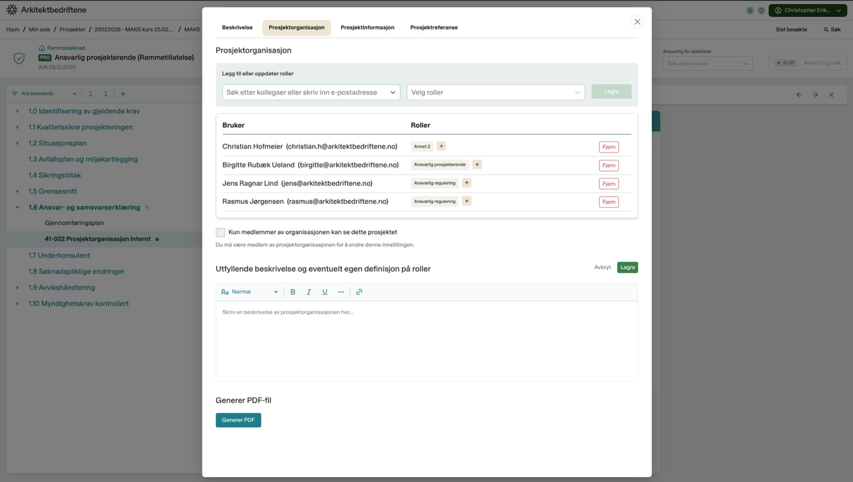 Ny funksjon i MAKS: Enklere administrasjon av prosjektorganisasjon