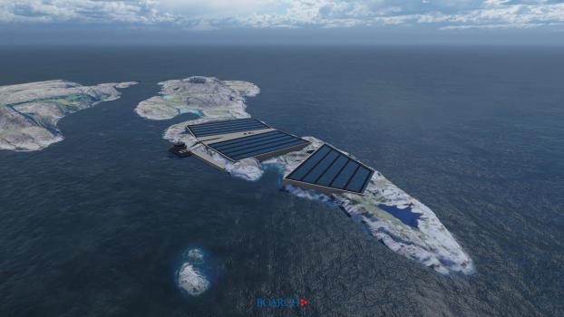 Illustrasjon landbasert fiskeoppdrett, Lille indre Rosøya