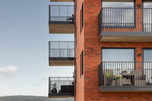 Entréen. Leiligheter i en ny bydel i Lørenskog. Foto: Melissa Hegge