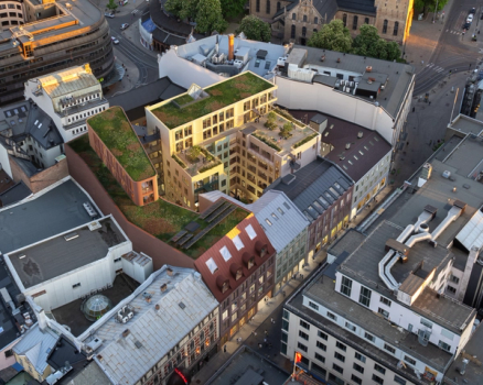 Nellikstredet - Transformasjon: nytt bygulv gjennom historiske gårdsrom (Tegmark)