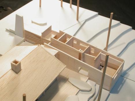 Hytte Berdalsbru, arbeidsmodell av skisseprosjekt 2005, Setesdal