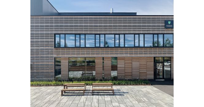 Elverum videregående skole, bibliotek-/administrasjonsbygg, Elverum. Nybygg. 