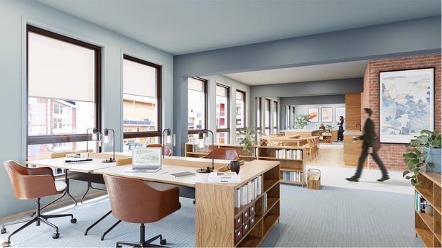 Transformasjonsprosjekt - Cowork/Kontor - Stortorget 7, Lillestrøm - Visualisering