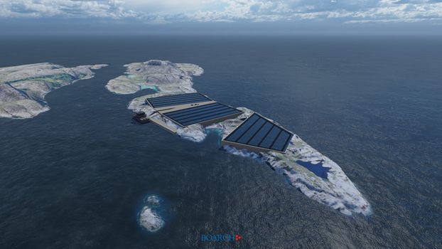 Illustrasjon landbasert fiskeoppdrett, Lille indre Rosøya