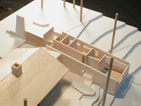 Hytte Berdalsbru, arbeidsmodell av skisseprosjekt 2005, Setesdal