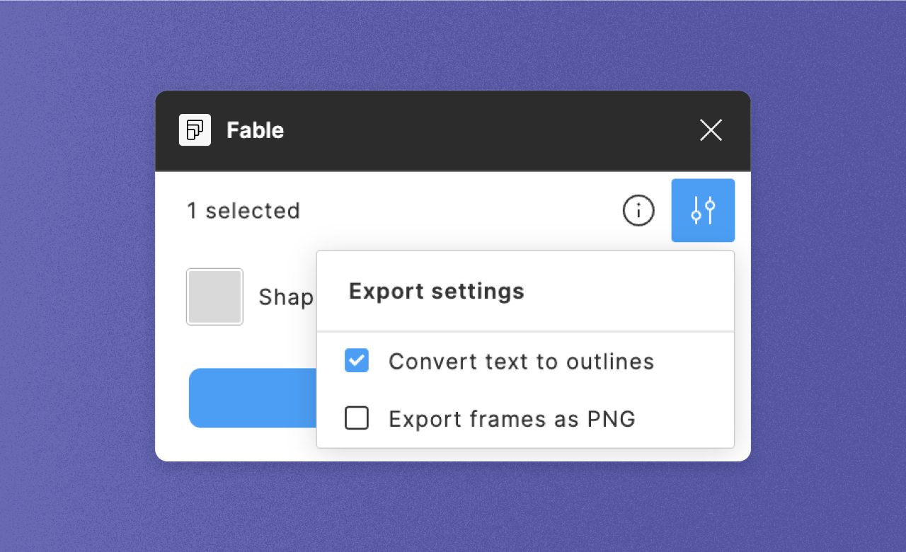 Screenshot of the Fable plugin for figma