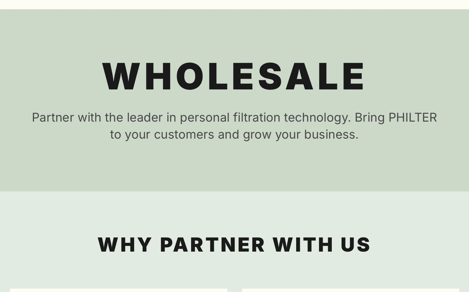 The gated wholesale portal for Philter B2B partners