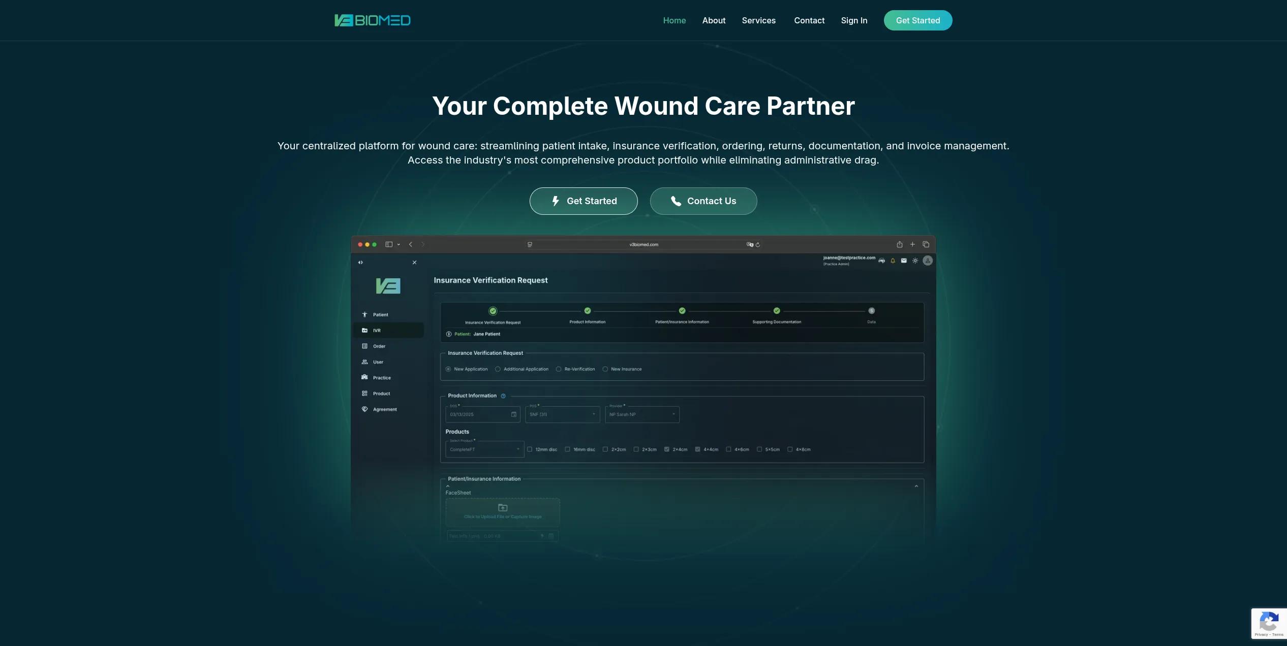 V3 BioMedical wound-care platform