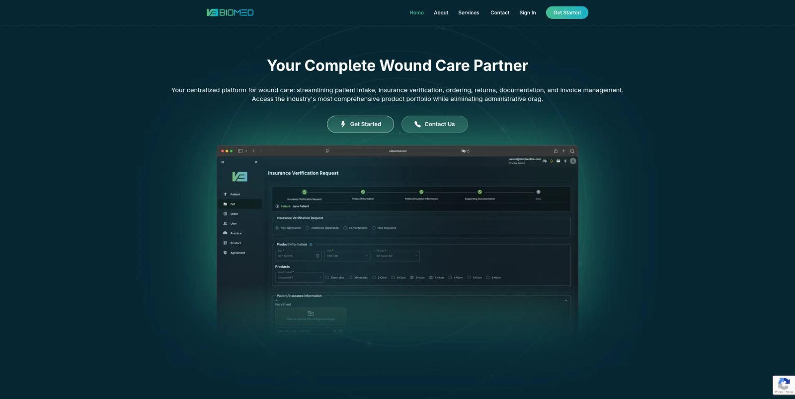 V3 BioMedical wound-care platform
