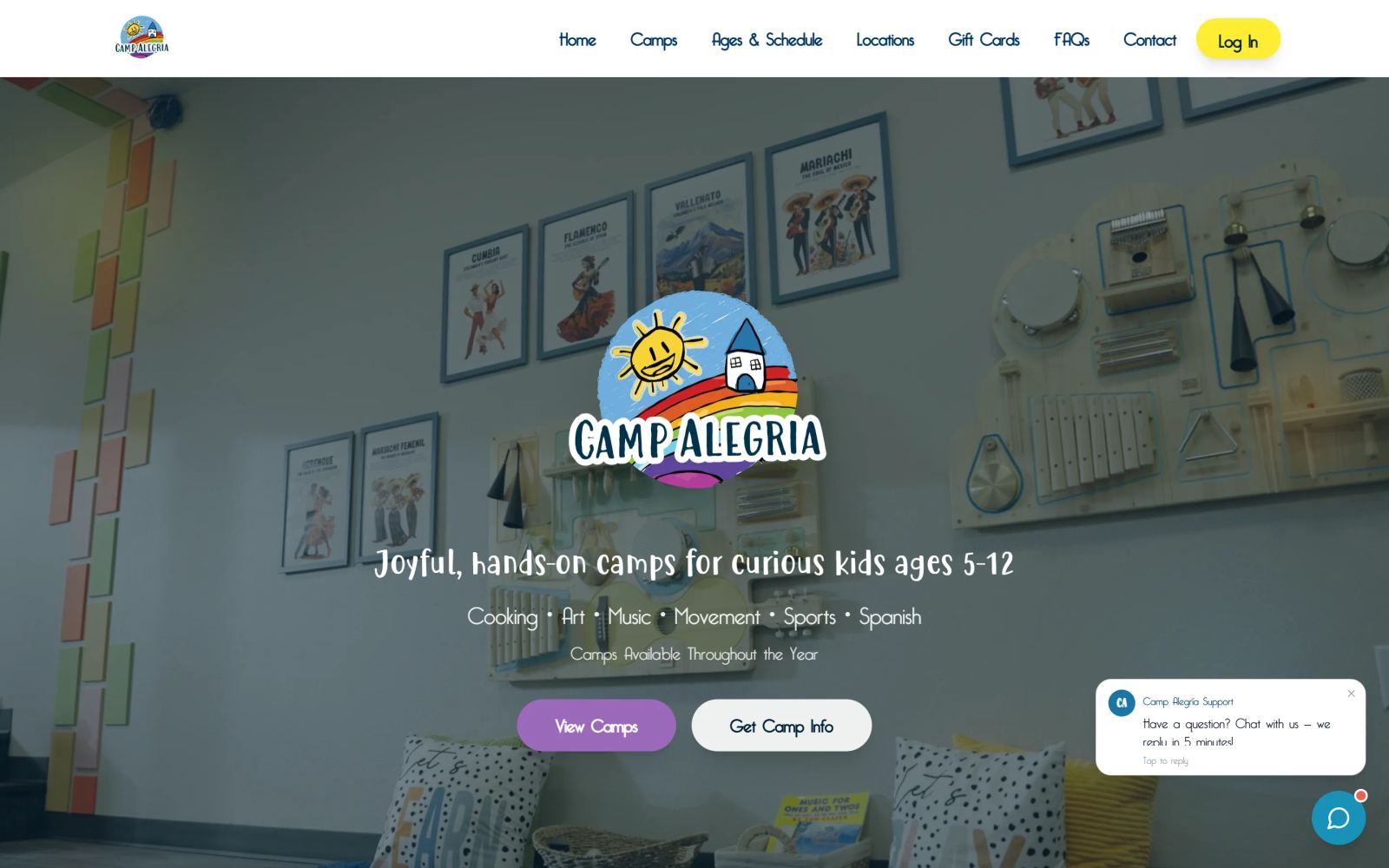 Camp Alegria bilingual camp website