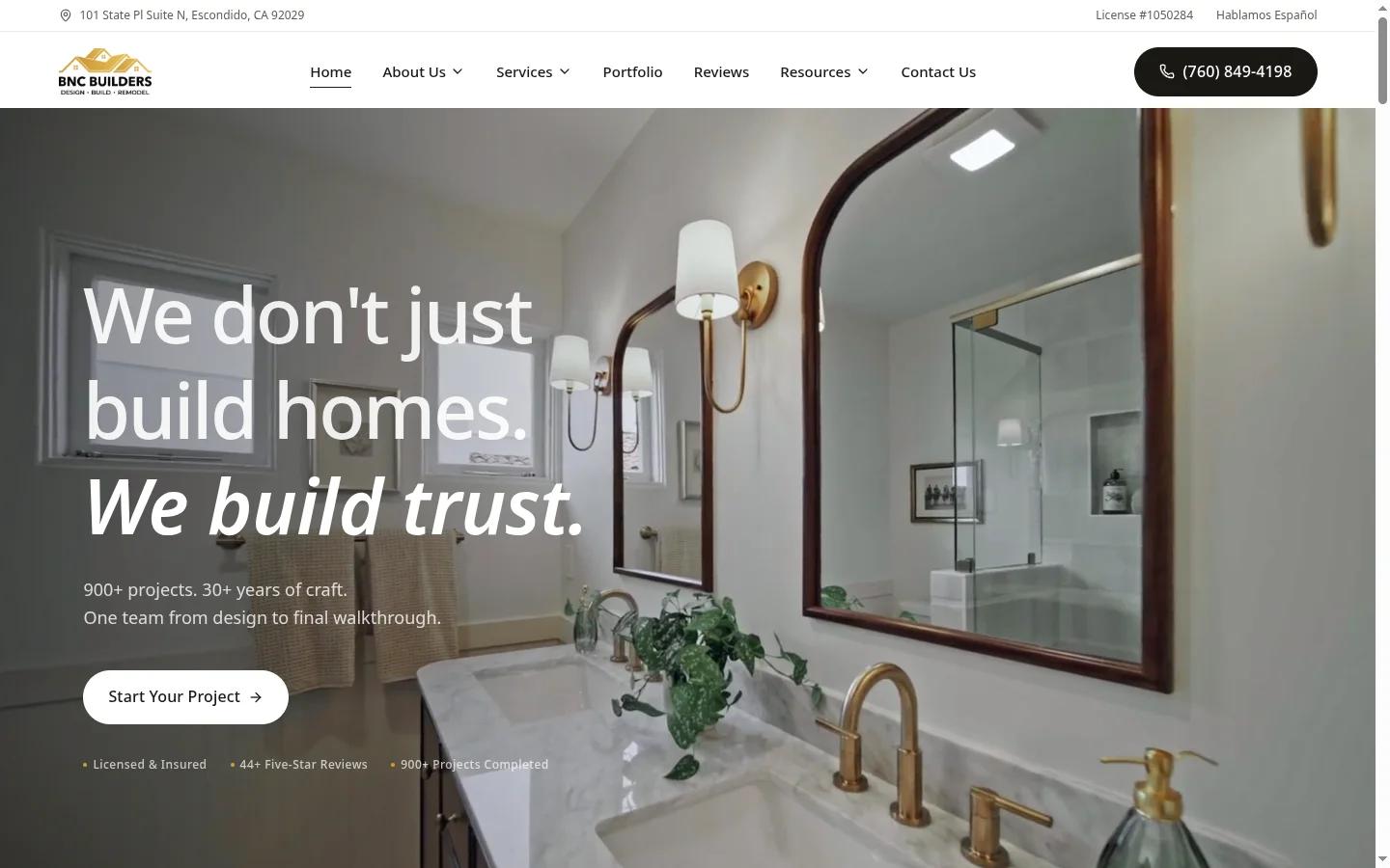 BNC Builders website homepage