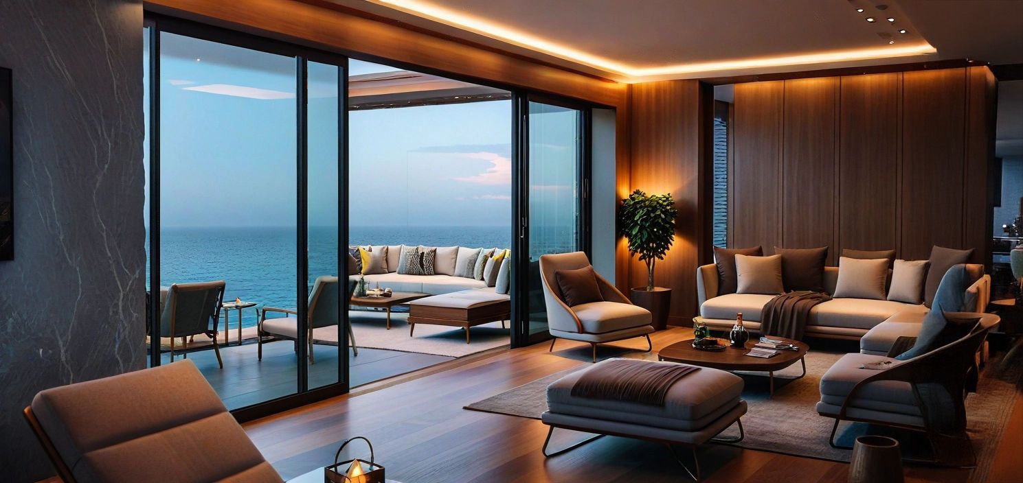 Scenic Doors multi-slide glass doors opening to an ocean view