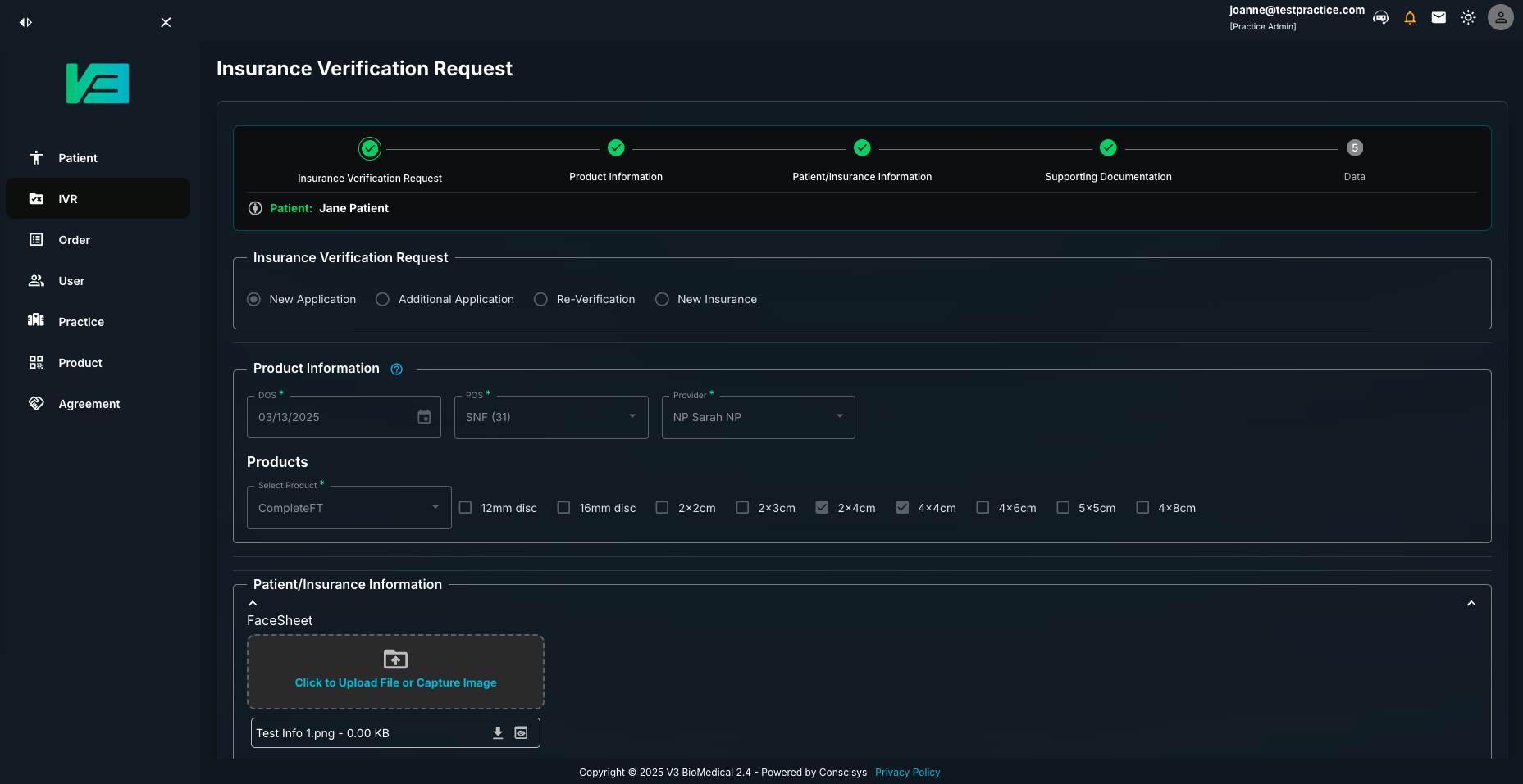 V3 BioMedical product sourcing view