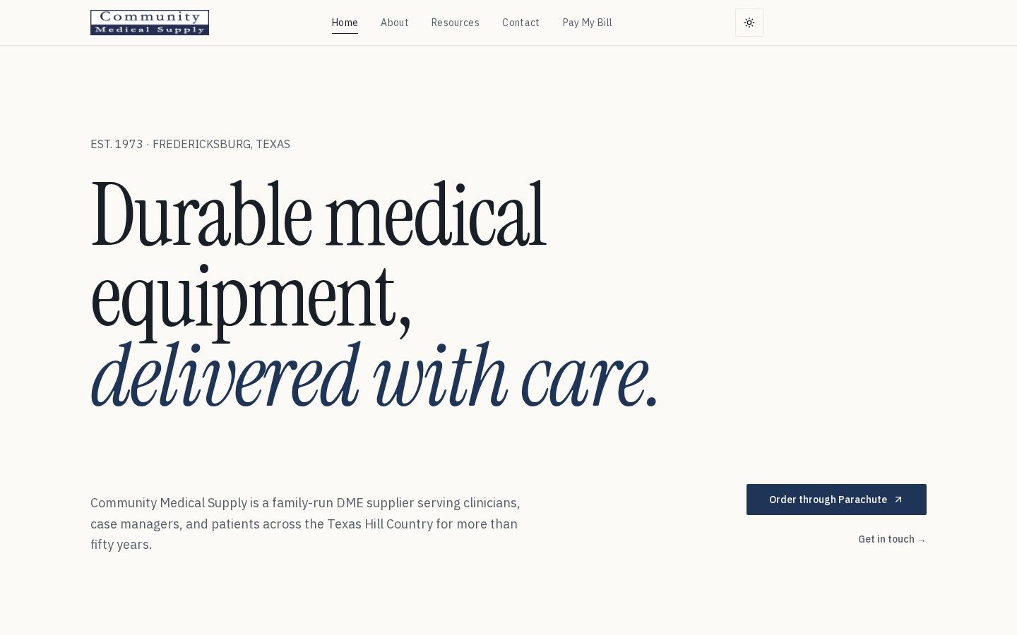 Community Medical Supply homepage