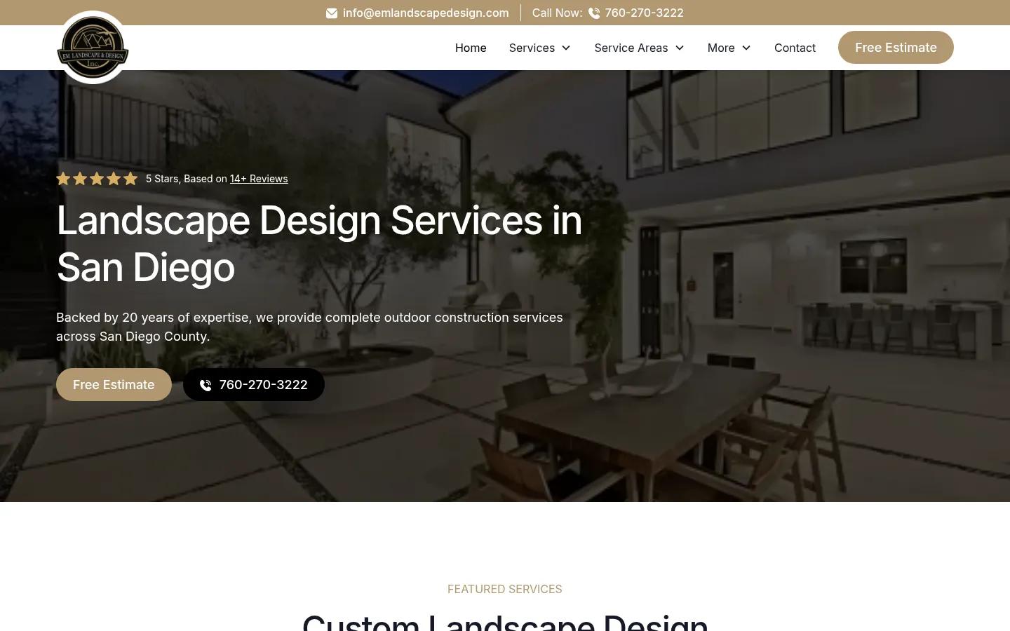 EM Landscape & Design — conversion-optimized website