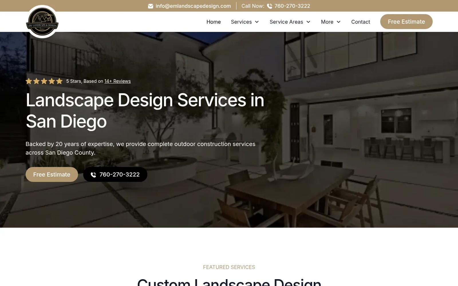 EM Landscape & Design, conversion-optimized website