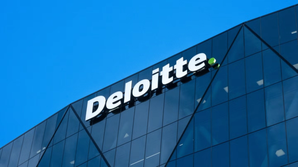 Picture of Deloitte logo on building
