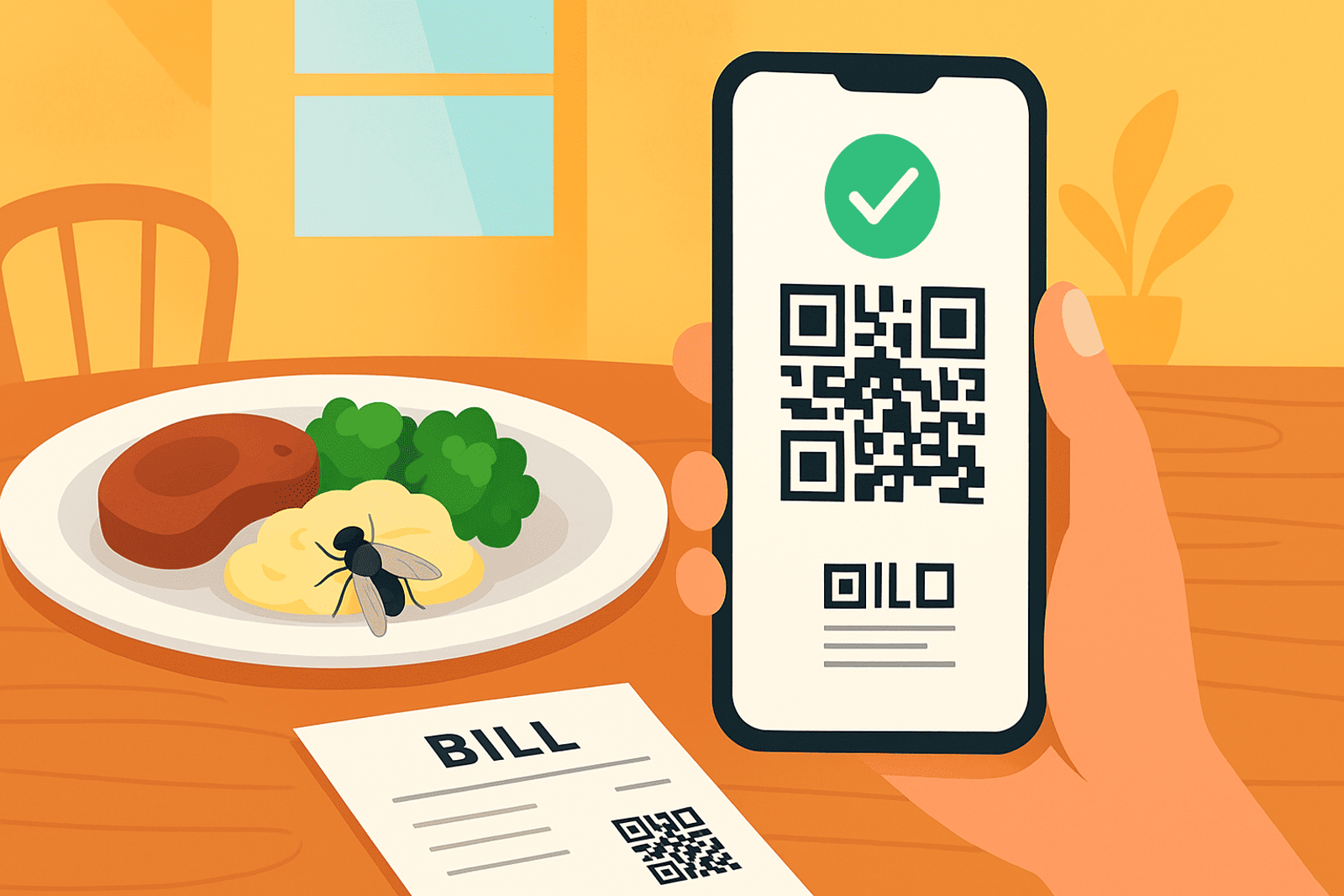 Found a Fly in Your Food? Just Scan the QR Code and Report It Instantly!