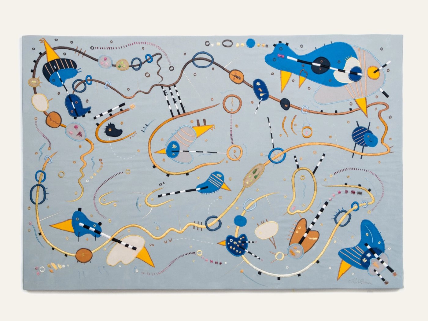 The Immediate Urge Of Repeating What Others Say, shown to scale on a gallery wall