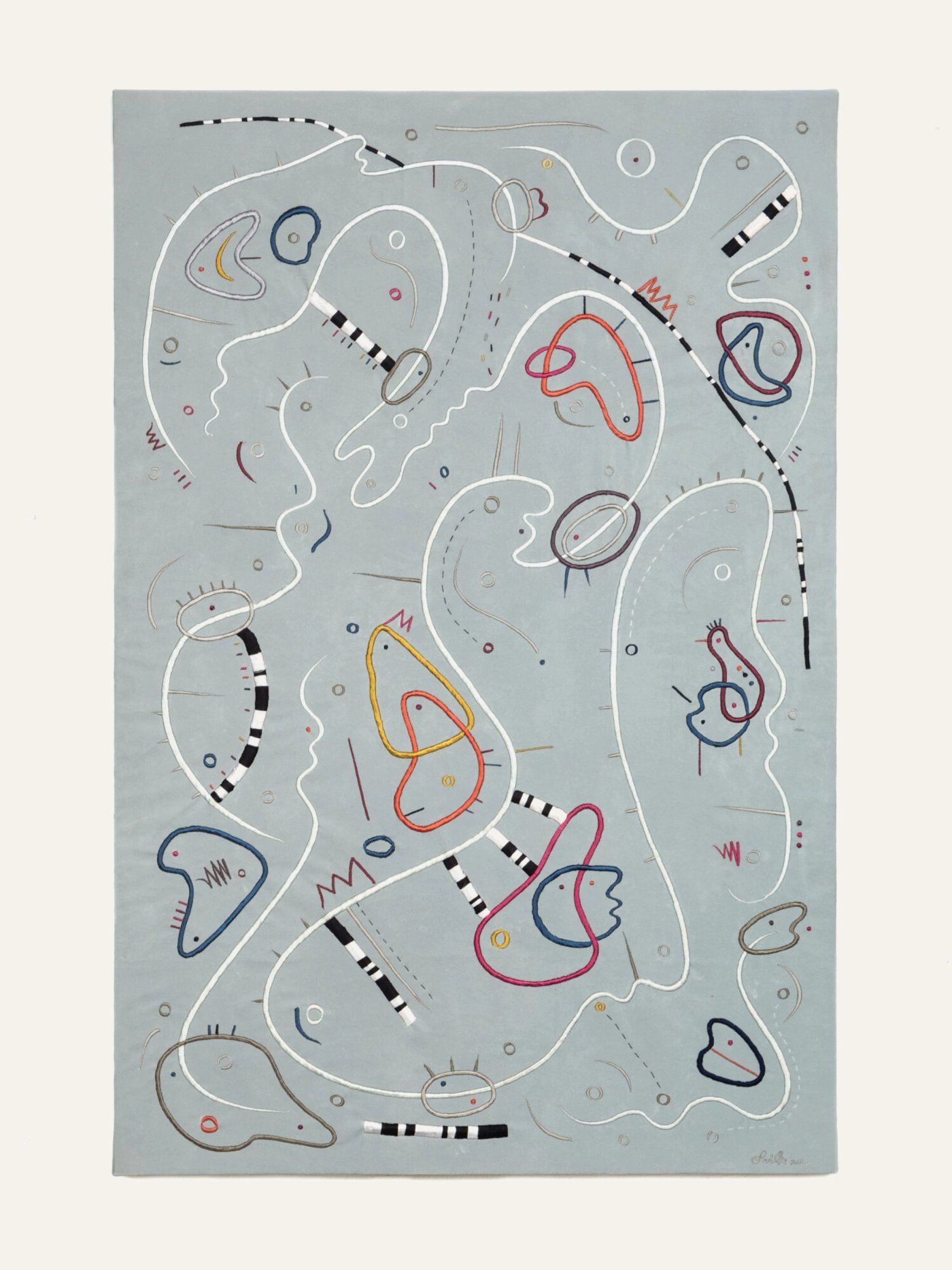 Birds View Of Bacteria, shown to scale on a gallery wall