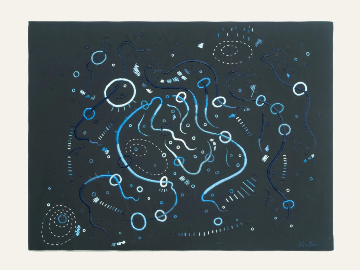 Inhaled Stardust, shown to scale on a gallery wall
