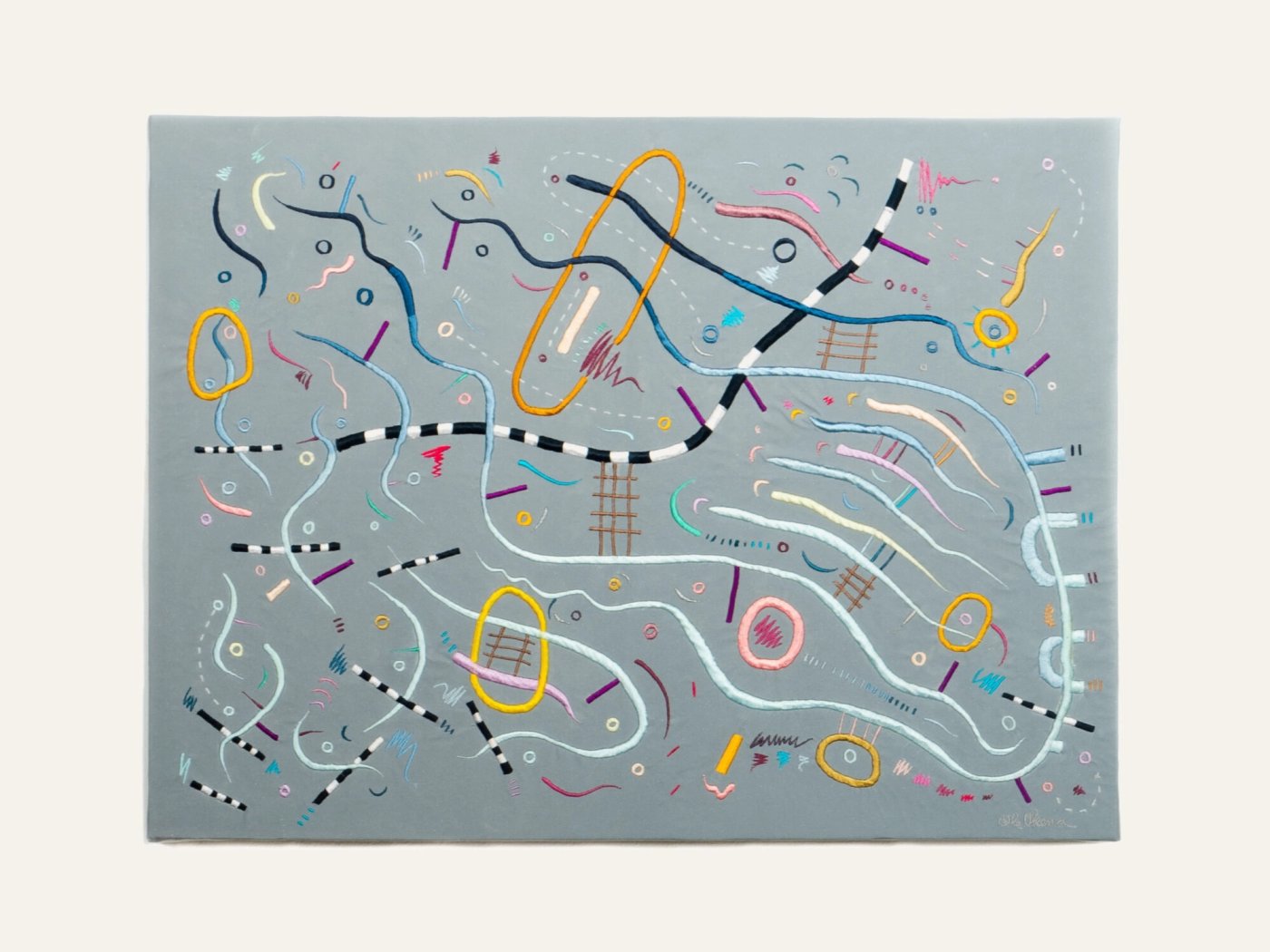 A B Sides U Turn, shown to scale on a gallery wall