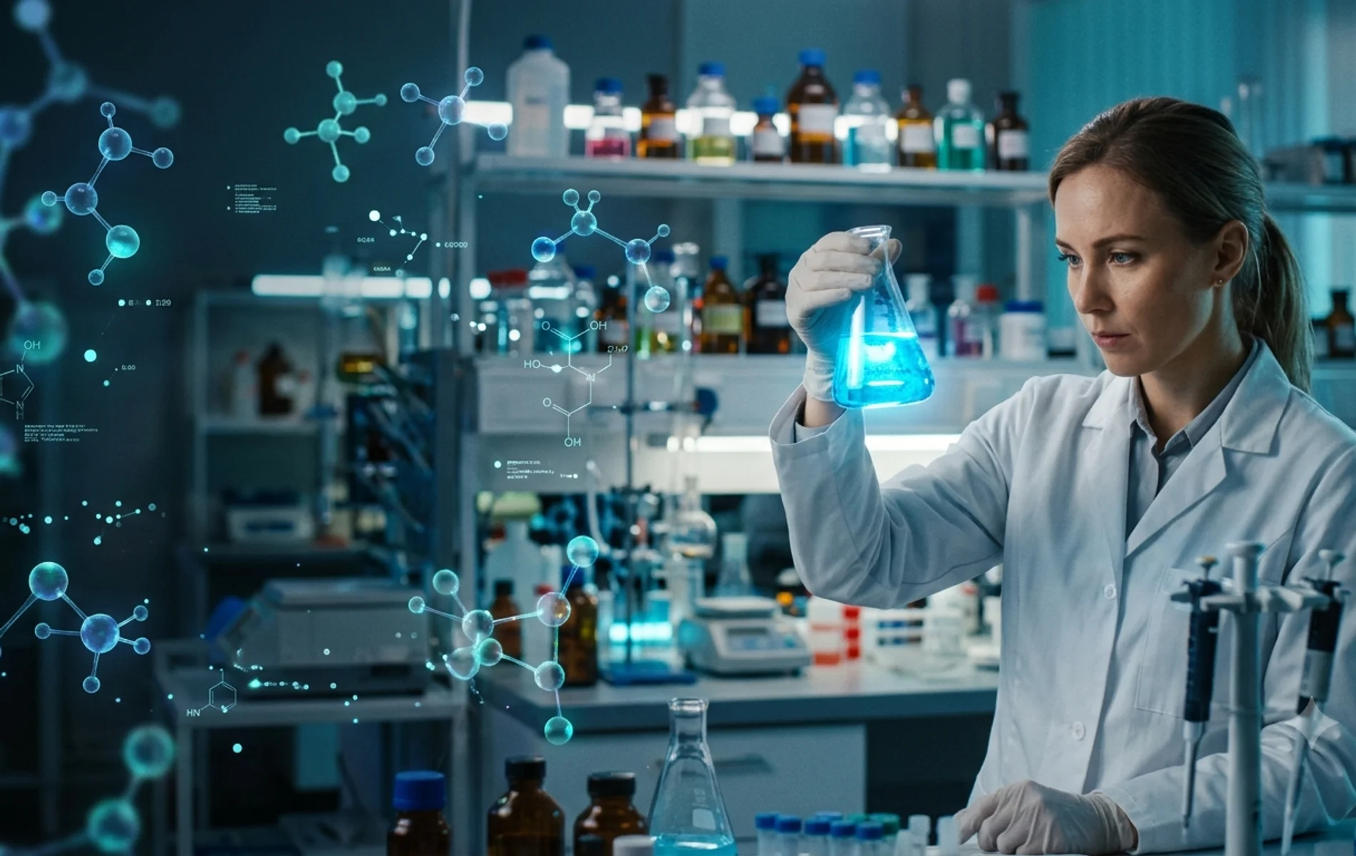 Student using a flask during an SRIS laboratory practical.
