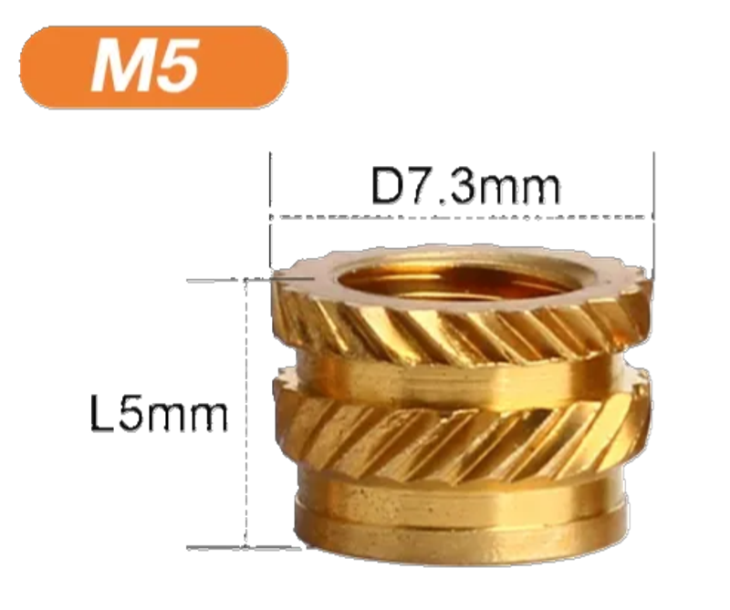 Brass Heat Insert Nut M5 D7.3 L5