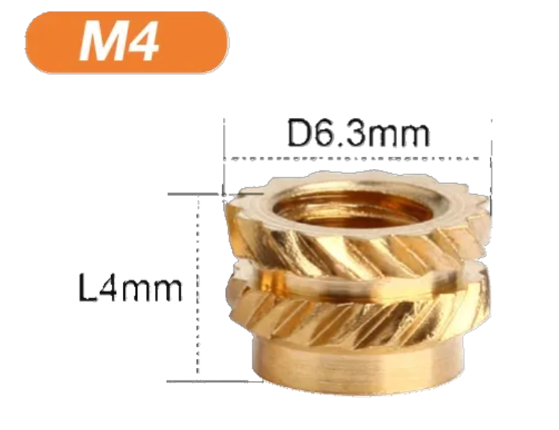 Brass Heat Insert Nut M4 D6.3 L4