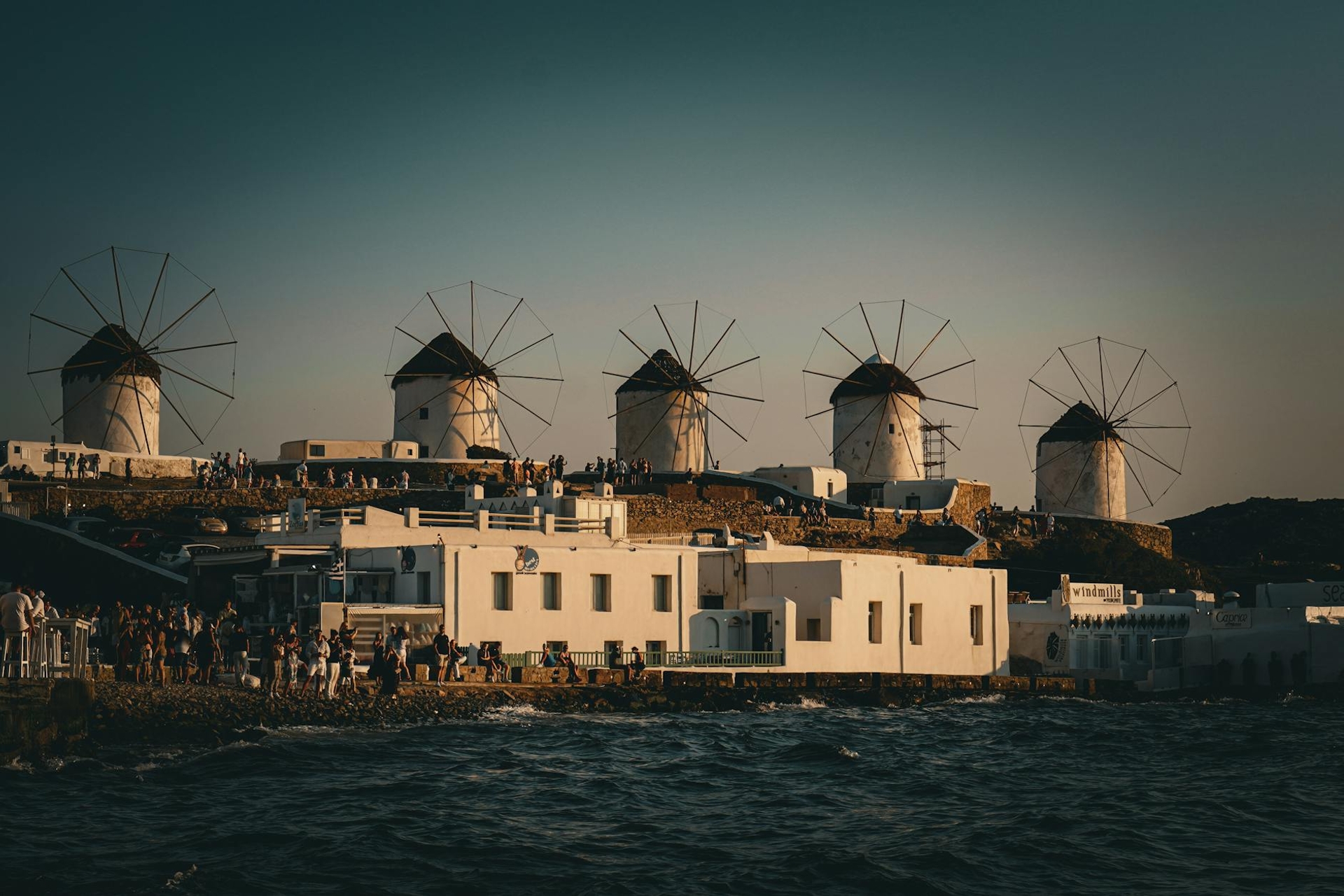Mykonos architecture at night