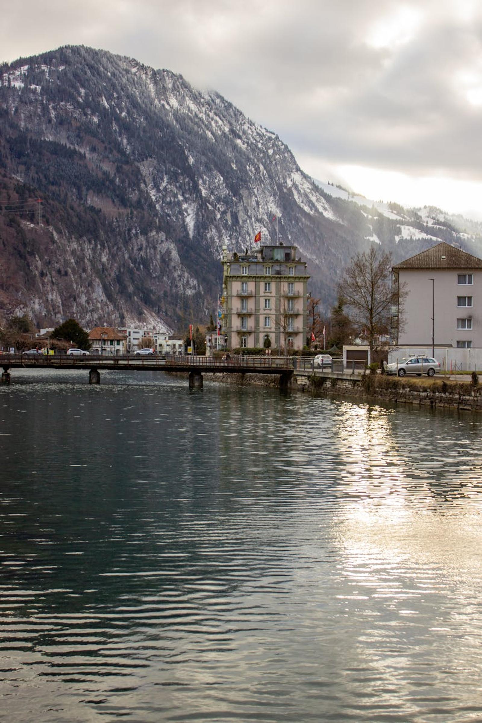 Picturesque Interlaken in Bern, Switzerland, featuring stunning mountain and lake views