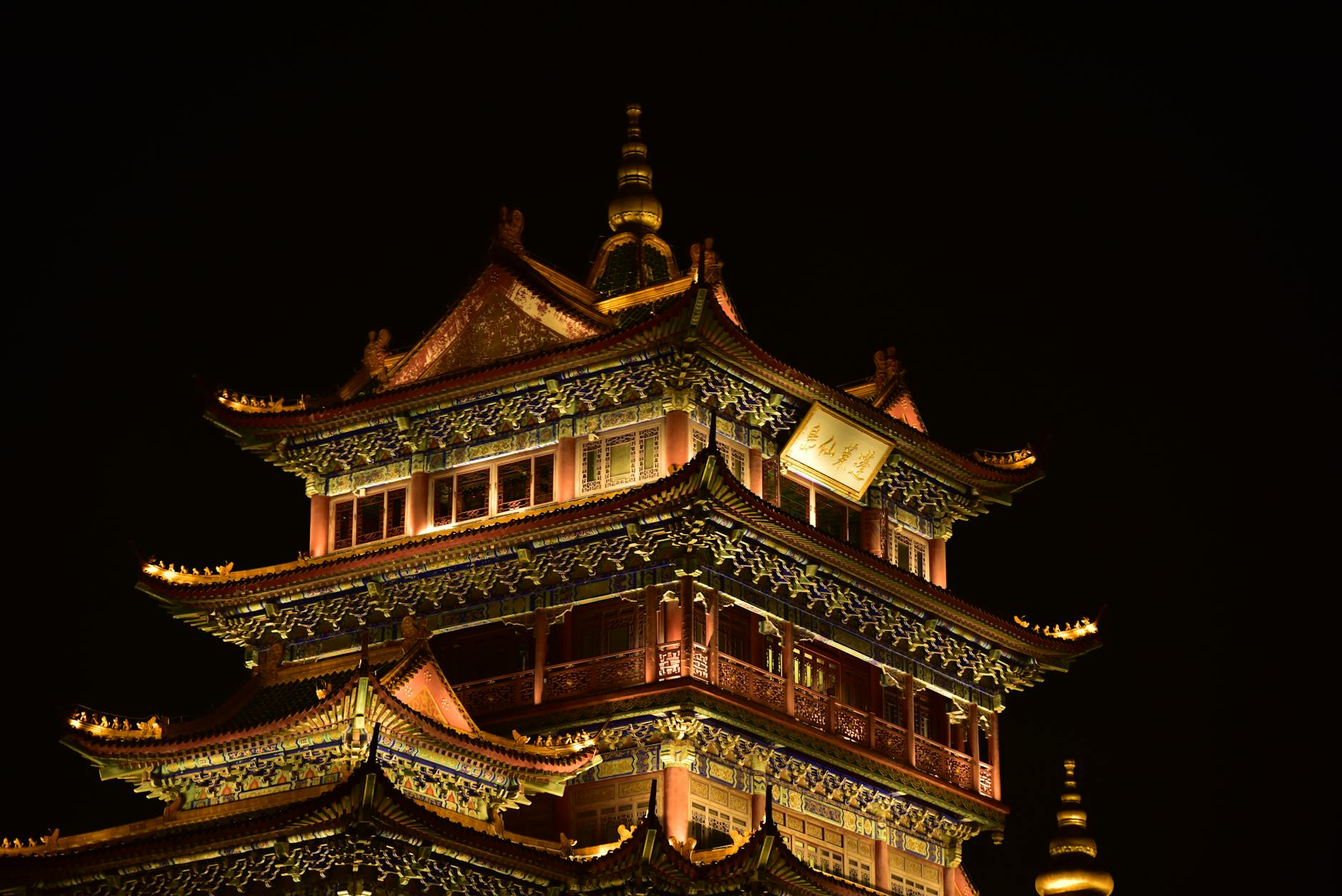 Temple architecture at night