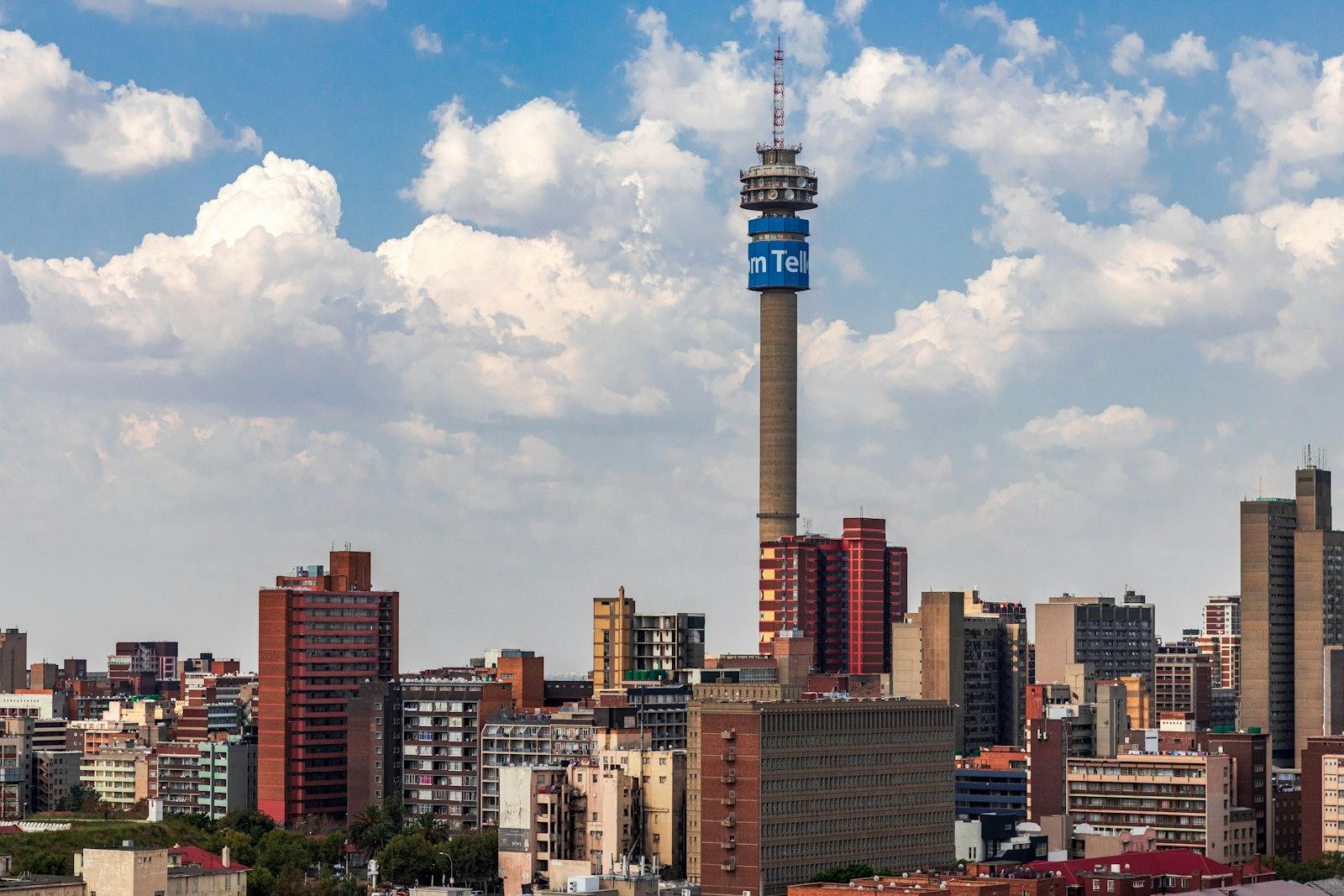 The Johannesburg skyline under high cloud