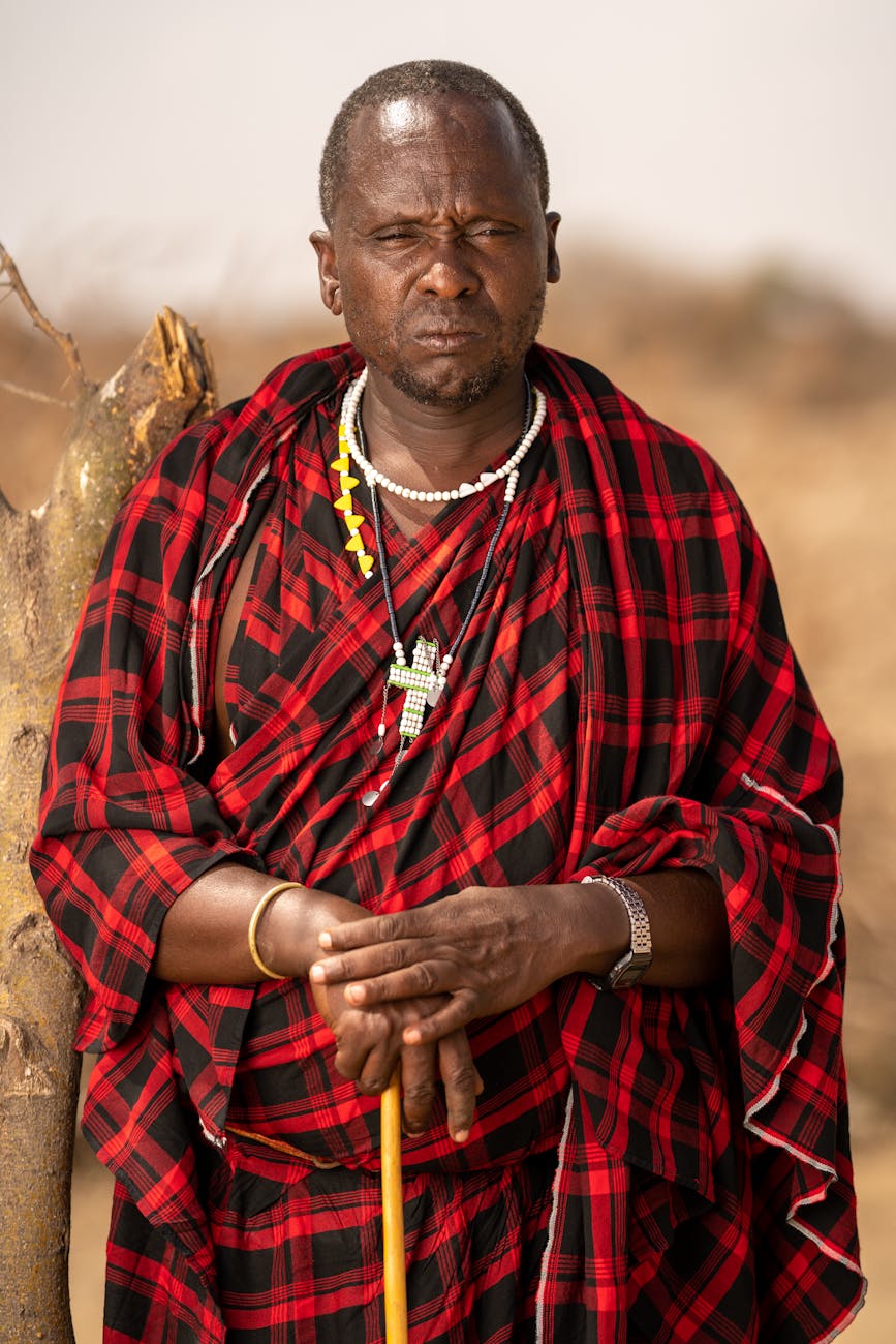 Maasai elder in traditional dress, Kenya