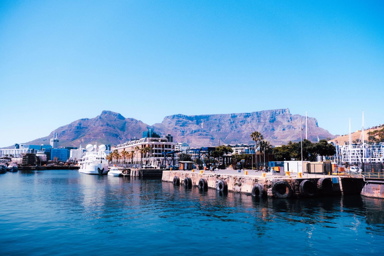 Vibrant image of Cape Town's waterfront with Table Mountain in the background