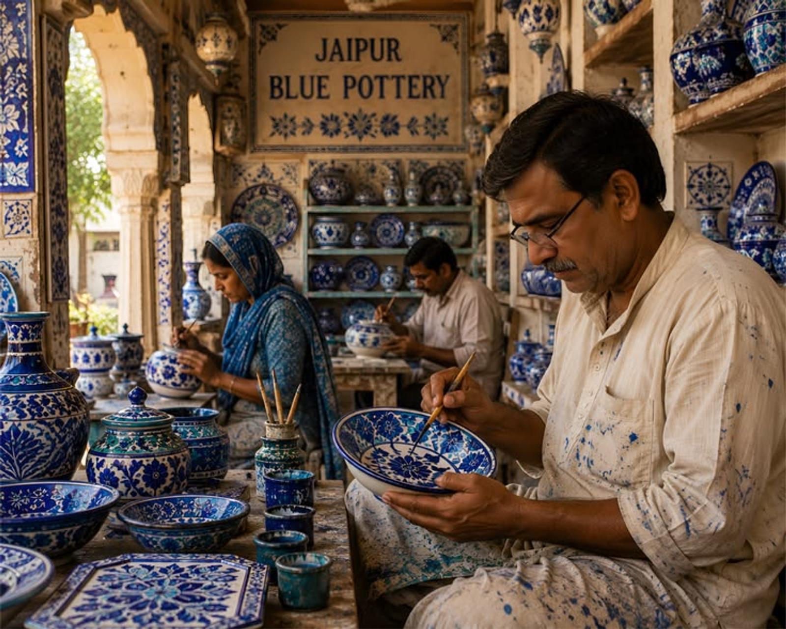 Block-printing & blue-pottery workshop