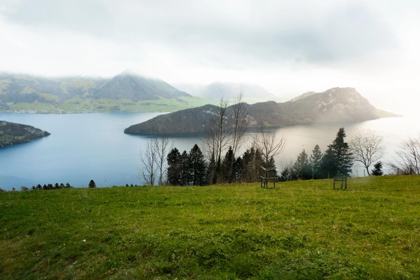 Tranquil view of Lake Lucerne and surrounding mountains in Switzerland