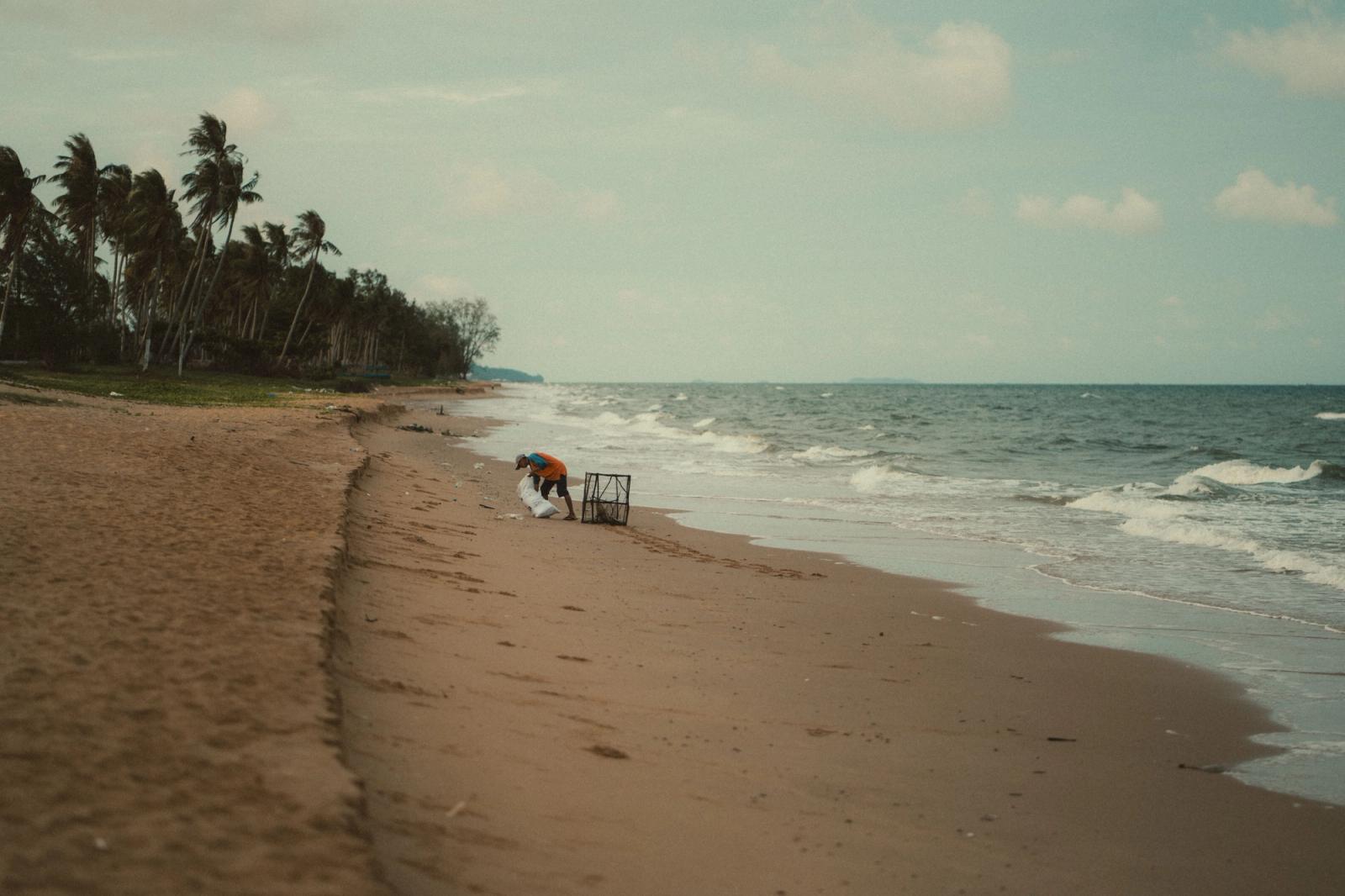 Peaceful day at the beach in Phu Quoc with palm trees and ocean waves