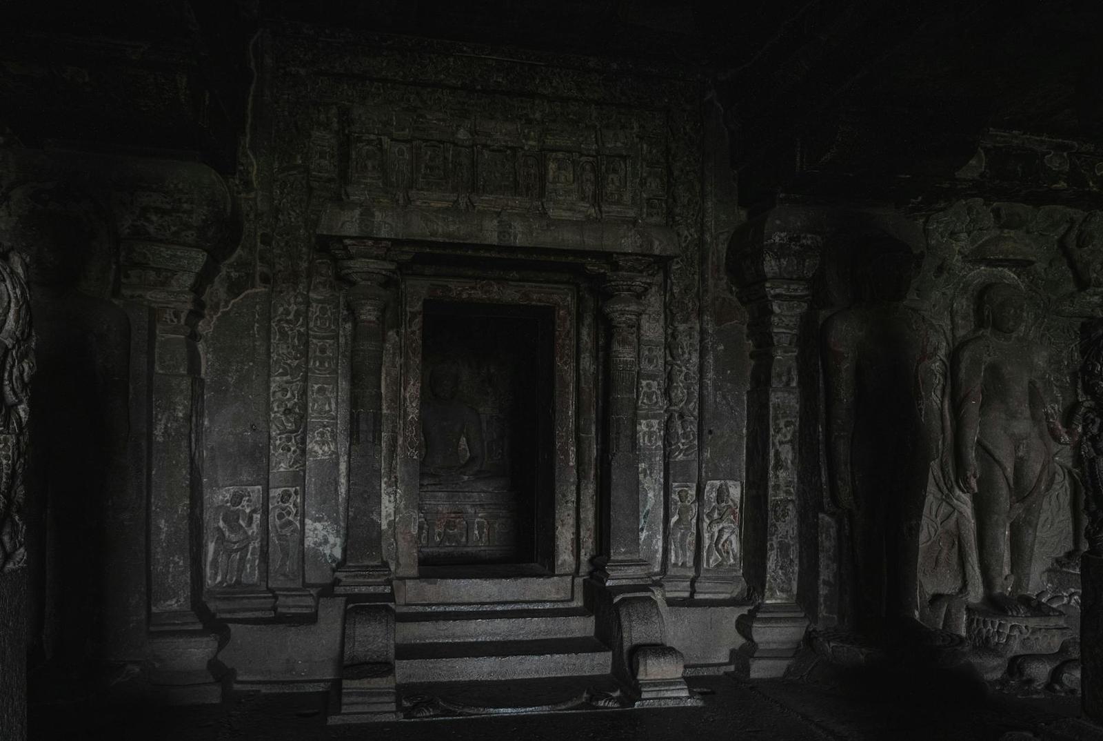 Cave Temple architecture at night