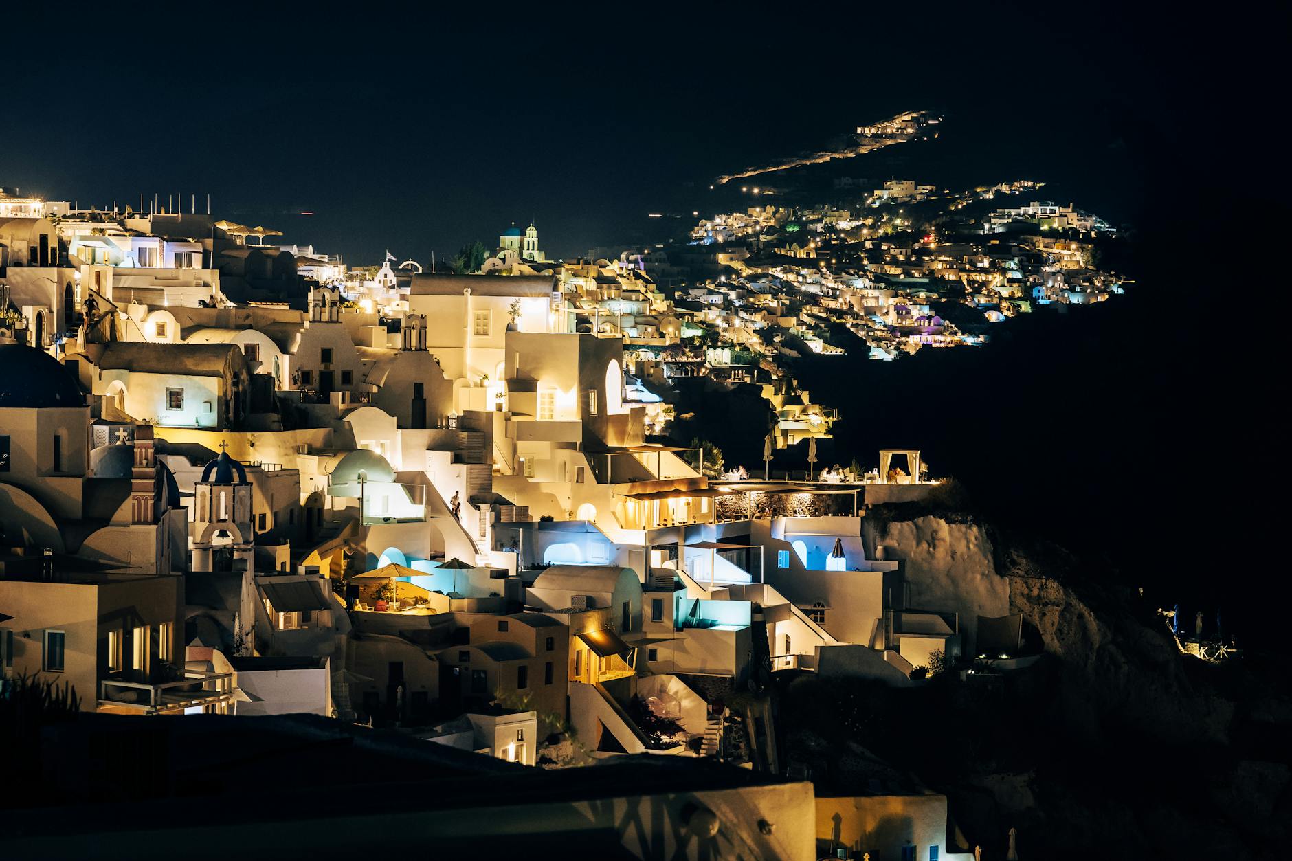 Santorini architecture at night