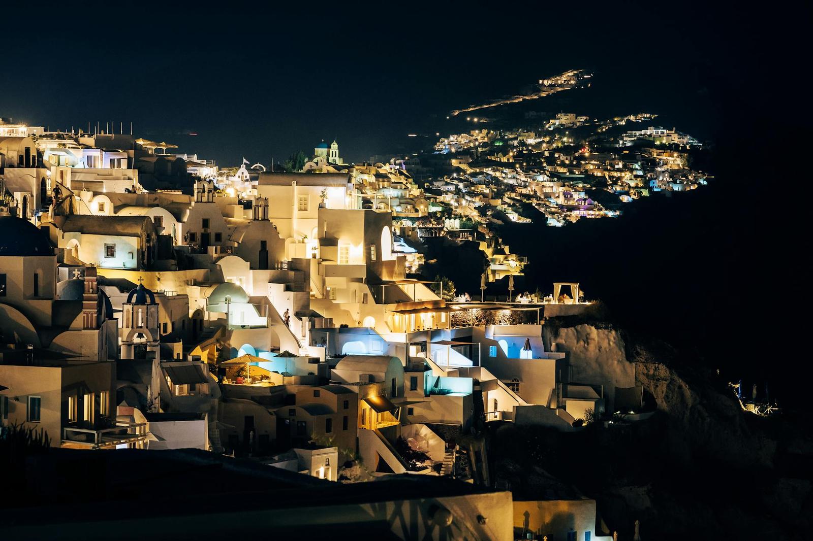 Santorini architecture at night